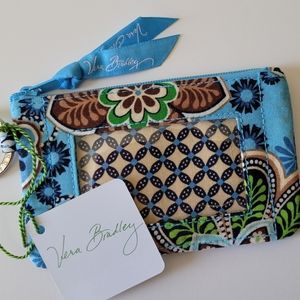 Vera Bradley 3" x 5" Blue Paisley Zip ID Wallet with Keyring
